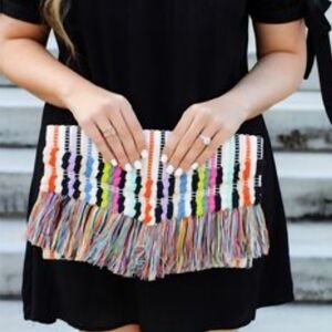 Stella & Dot Multicolor Fringe Clutch